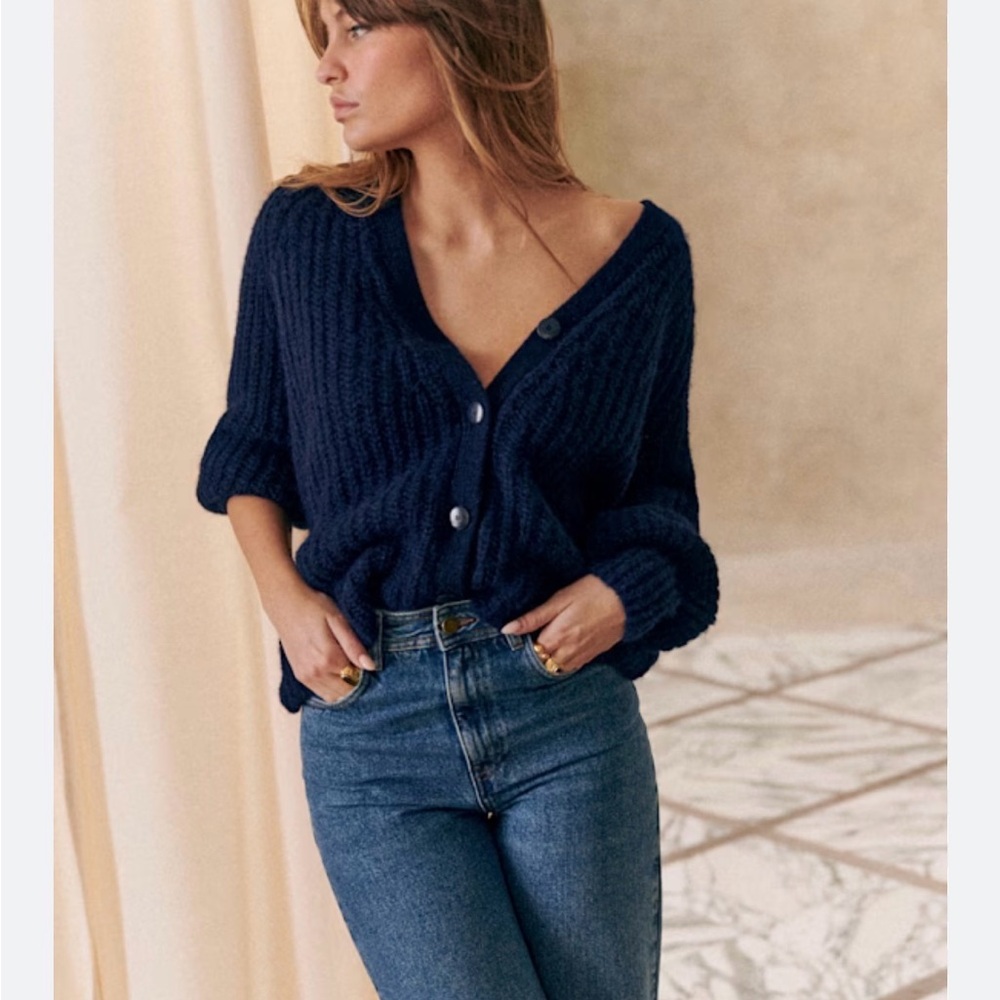 Sezane Basile cardigan blue Navy